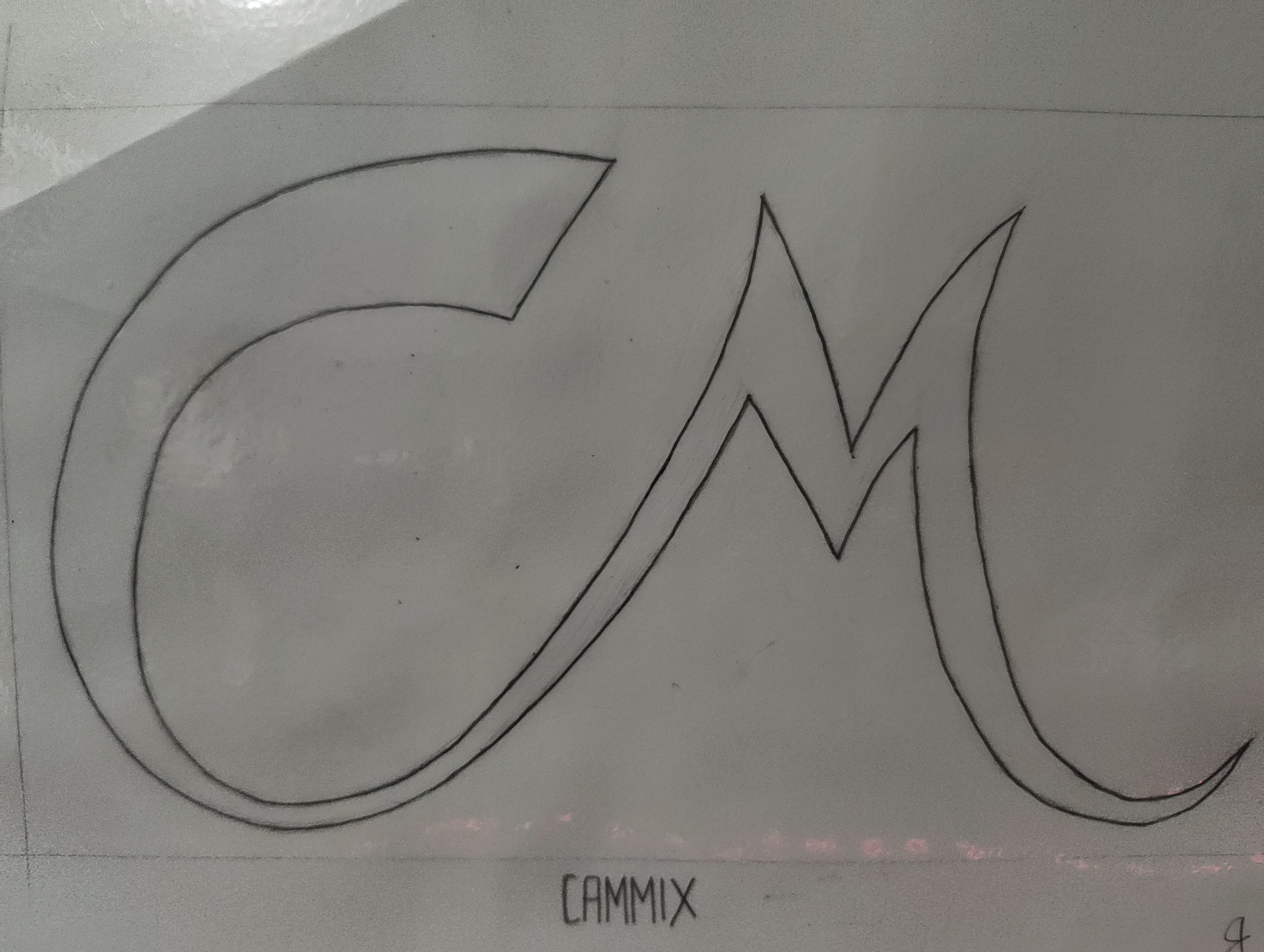 The original hand-drawn Cammix logo sketch